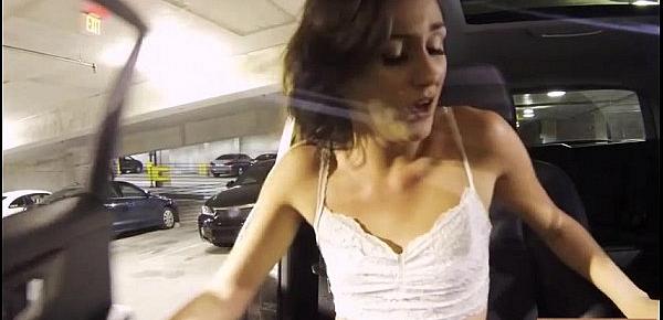  Skinny brunette teen Renee Roulette twat banged in the car